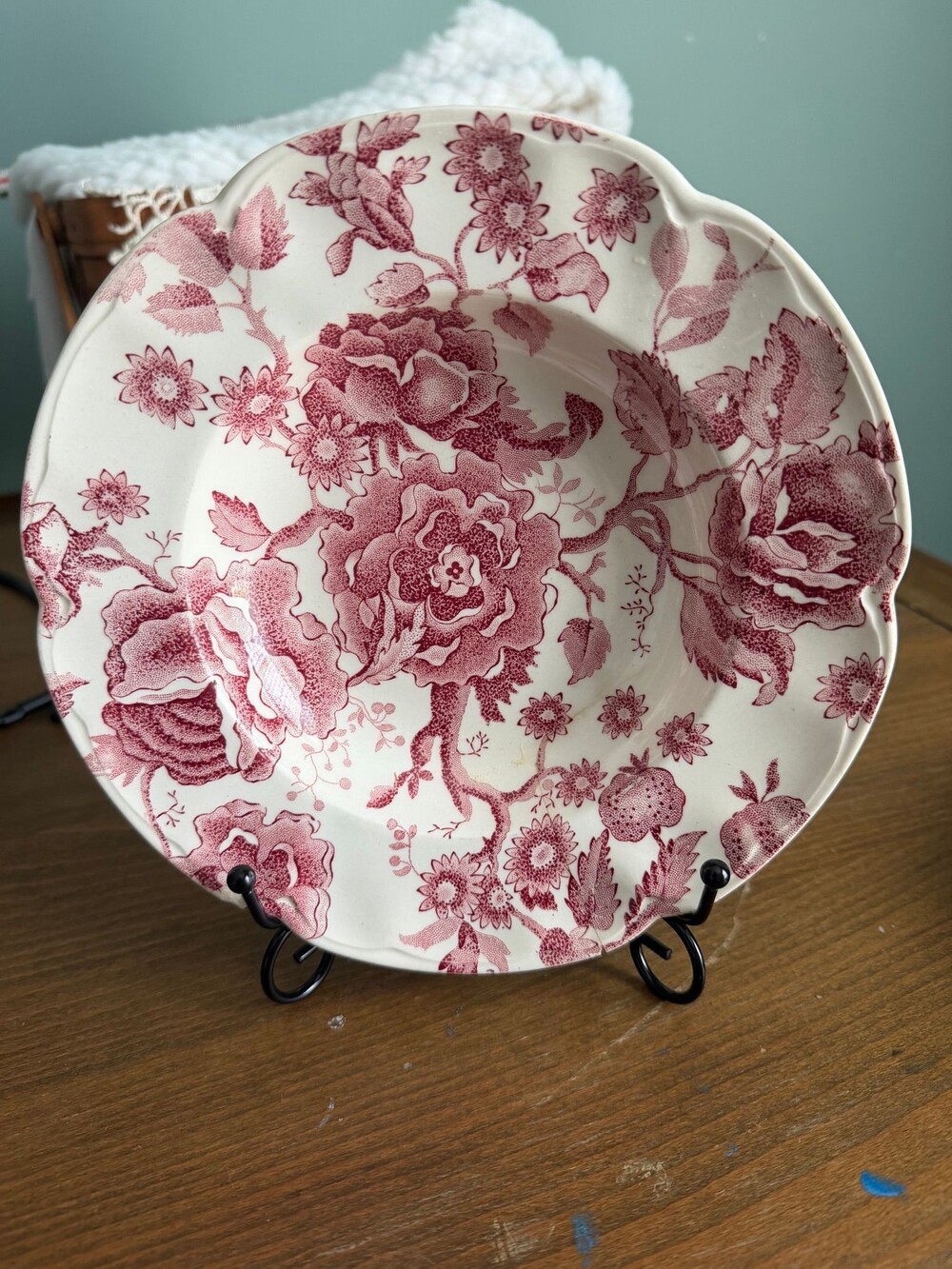 #40 *call out* vintage Johnson Brothers B English Chippendale red transferware s